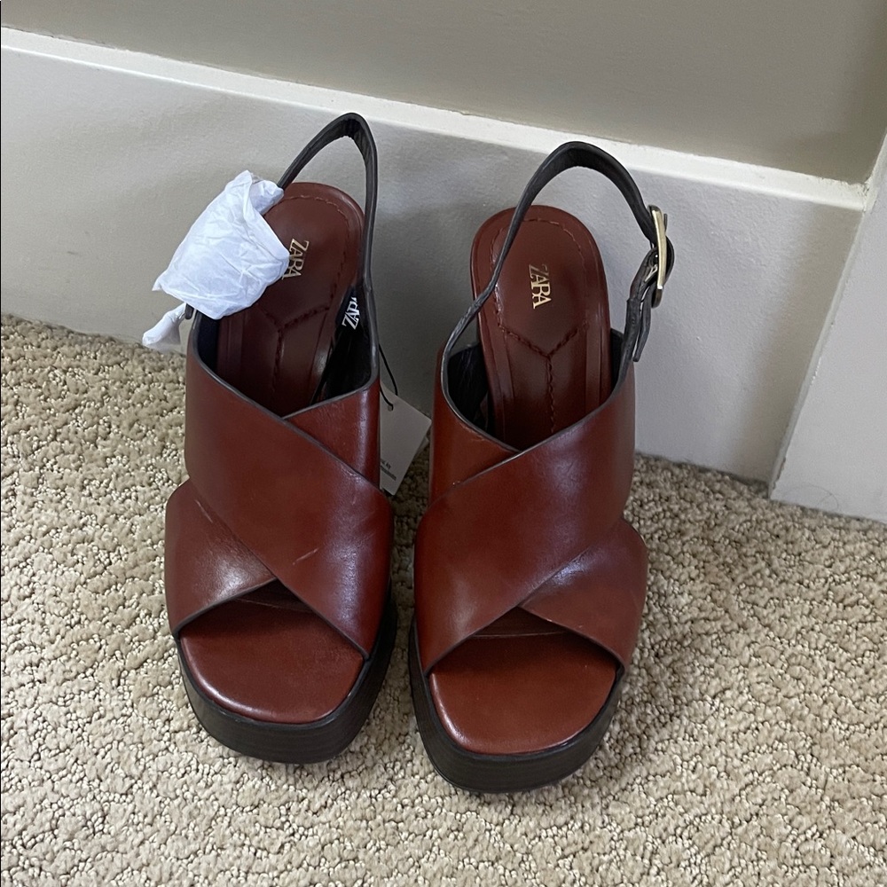 Zara Women's Chestnut Platform Heels